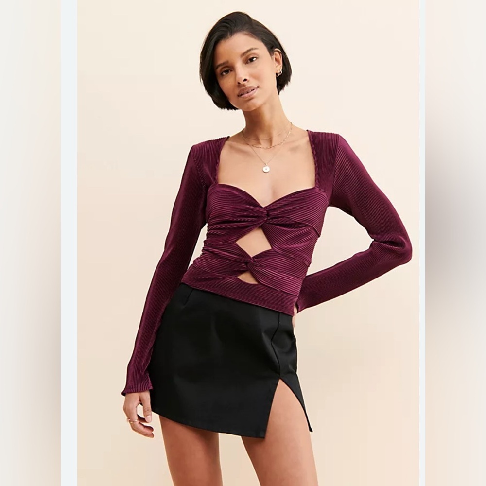 Free People Deep Purple Cutout Blouse
